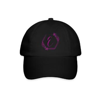 E-Monogramm im Blütenrahmen - Baseballkappe - Schwarz/Schwarz - Vorne