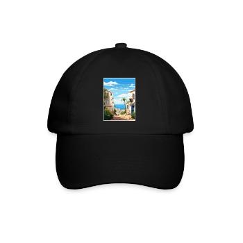 Almeria Spanien Vintage Reiseposter WPA Souvenir - Baseballkappe - Schwarz/Schwarz - Vorne