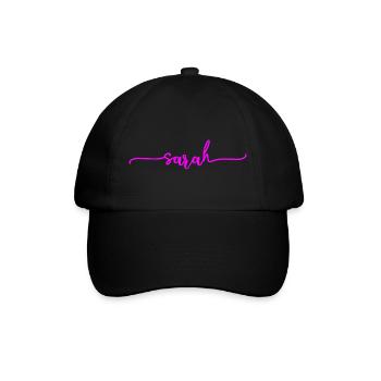 Sarah Schriftzug Neon Pink - Baseballkappe - Schwarz/Schwarz - Vorne