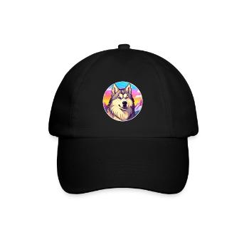 Alaska Malamute Hunderasse Cartoon Kawaii Watercol - Baseballkappe - Schwarz/Schwarz - Vorne
