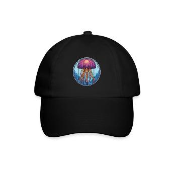 Qualle bunte Aquarell-Tier-Illustration - Baseballkappe - Schwarz/Schwarz - Vorne