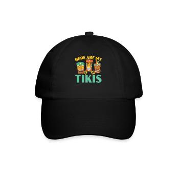 Hier sind meine Tikis Hawaiianische Luau Party Tik - Baseballkappe - Schwarz/Schwarz - Vorne