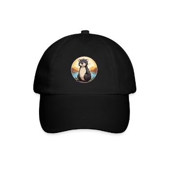 Stinktier buntes Aquarell Cartoon Kawaii Tier - Baseballkappe - Schwarz/Schwarz - Vorne
