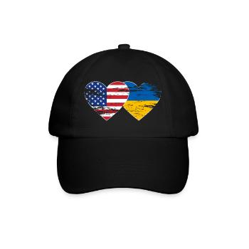 USA Ukraine Flagge Herz used - Baseballkappe - Schwarz/Schwarz - Vorne