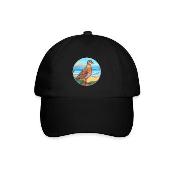 Rebhuhn Aquarell Karikatur Kawaii Clipart Tier - Baseballkappe - Schwarz/Schwarz - Vorne