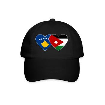 Kosovo Jordanien Flagge Herz - Baseballkappe - Schwarz/Schwarz - Vorne