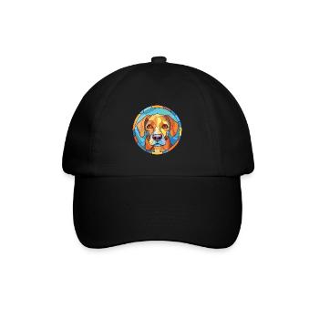 Akbash Hunderasse bunte Aquarell-Illustration - Baseballkappe - Schwarz/Schwarz - Vorne
