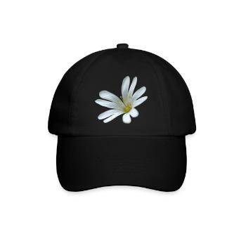 weiße Blume Sternmiere - Baseballkappe - Schwarz/Schwarz - Vorne