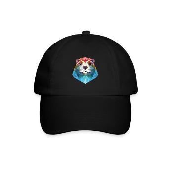 Otter buntes Aquarell Tier Haustier Illustration - Baseballkappe - Schwarz/Schwarz - Vorne
