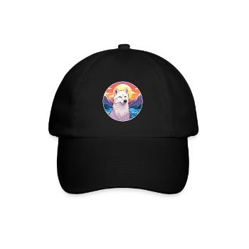 Arktischer Wolf Bunte Aquarell-Karikatur Kawaii Haustier - Baseballkappe - Schwarz/Schwarz - Vorne