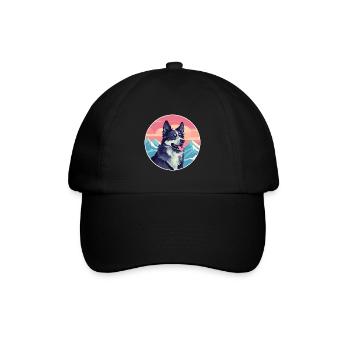 Mudi Hunderasse Cartoon Kawaii Aquarell - Baseballkappe - Schwarz/Schwarz - Vorne
