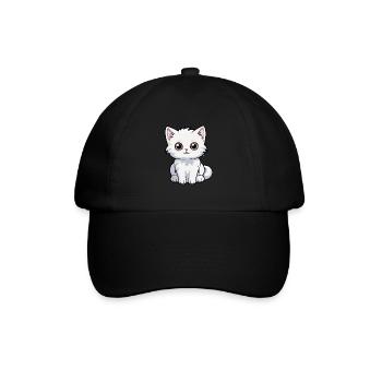 Katze niedliche Karikatur Kawaii Aquarell Tier Haustier - Baseballkappe - Schwarz/Schwarz - Vorne