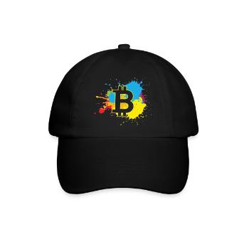 Bitcoin WasserfarbenBTC Crypto Moon - Baseballkappe - Schwarz/Schwarz - Vorne
