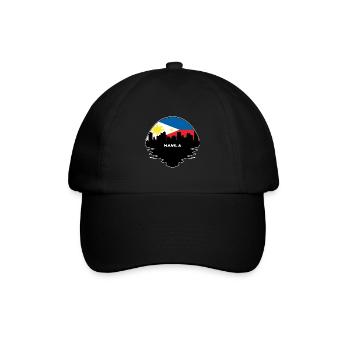Manila Philippinen Flagge Skyline Silhouette Reisen - Baseballkappe - Schwarz/Schwarz - Vorne