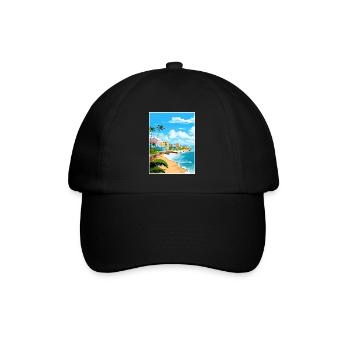 San Juan Karibik Vintage Reiseposter Souvenir - Baseballkappe - Schwarz/Schwarz - Vorne