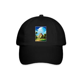 Chichen Itza Dekoration Vintage Reiseposter WPA - Baseballkappe - Schwarz/Schwarz - Vorne