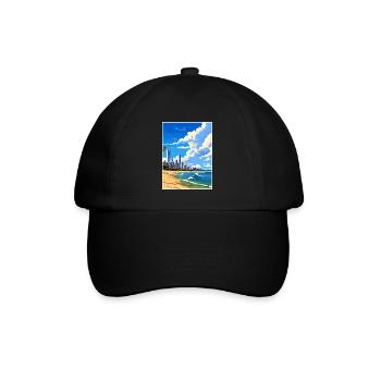 Gold Coast Australien Deko Vintage Reiseposter - Baseballkappe - Schwarz/Schwarz - Vorne