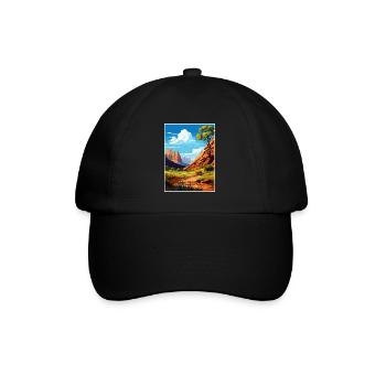 Zion National Park Utah Vintage Reiseposter WPA - Baseballkappe - Schwarz/Schwarz - Vorne