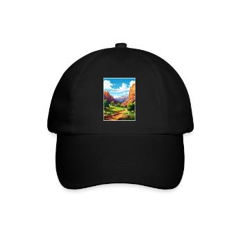 Zion National Park Utah Vintage Reiseposter WPA - Baseballkappe - Schwarz/Schwarz - Vorne