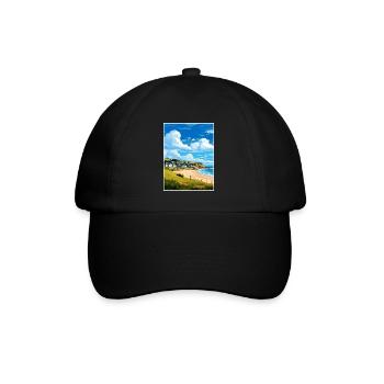 Porthtowan Cornwall Vintage Reiseposter Souvenir - Baseballkappe - Schwarz/Schwarz - Vorne