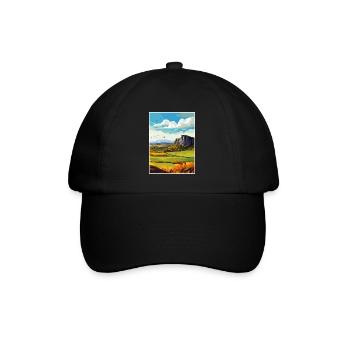 Salisbury Crags Edinburgh Schottland Reiseposter - Baseballkappe - Schwarz/Schwarz - Vorne