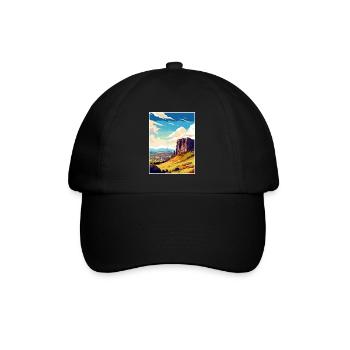 Salisbury Crags Edinburgh Schottland Reiseposter - Baseballkappe - Schwarz/Schwarz - Vorne