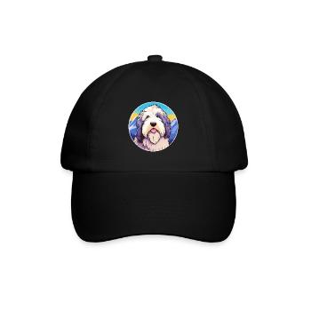 Alter englischer Schäferhund Hunderasse Cartoon Kawaii Wate - Baseballkappe - Schwarz/Schwarz - Vorne