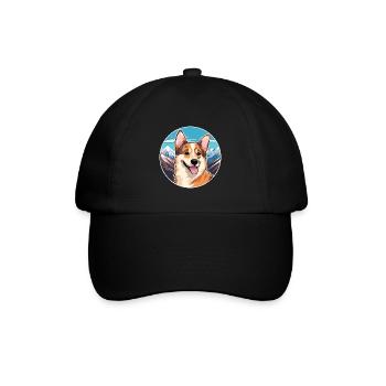 Kai Ken Hunderasse Cartoon Kawaii Aquarell - Baseballkappe - Schwarz/Schwarz - Vorne