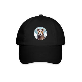 Hase indische Hunderasse Cartoon Kawaii Aquarell - Baseballkappe - Schwarz/Schwarz - Vorne