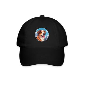 Akbash Hunderasse Karikatur Kawaii Aquarell - Baseballkappe - Schwarz/Schwarz - Vorne