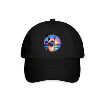 Siam Kurzhaarkatze Aquarell Cartoon Kawaii - Baseballkappe - Schwarz/Schwarz - Vorne