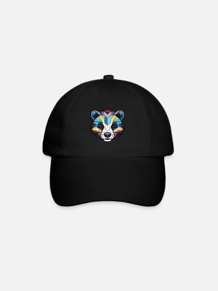 Dachs buntes Aquarell Tier Haustier Illustration - Baseballkappe - Schwarz/Schwarz