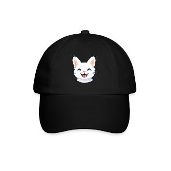 Ägäische Katze Karikatur Aquarell Illustration - Baseballkappe - Schwarz/Schwarz - Vorne