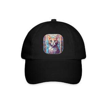 Bunte ägyptische Mau Katzenrasse Aquarellfarbe - Baseballkappe - Schwarz/Schwarz - Vorne