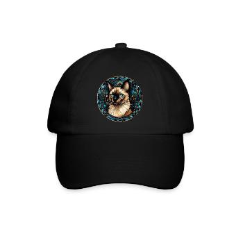 Balinesische Katzenrasse Aquarellglas - Baseballkappe - Schwarz/Schwarz - Vorne