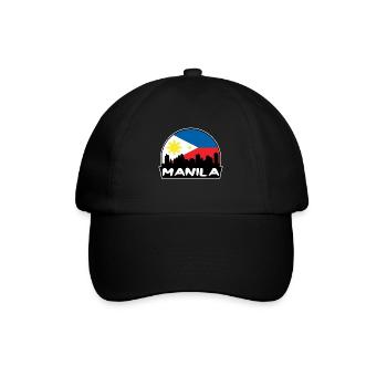 Manila Philippinen Flagge Skyline Silhouette Reisen - Baseballkappe - Schwarz/Schwarz - Vorne