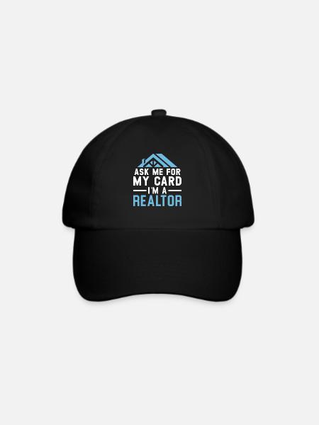Fragen Sie mich nach meiner Karte Ich bin ein Immo - Baseballkappe - Schwarz/Schwarz