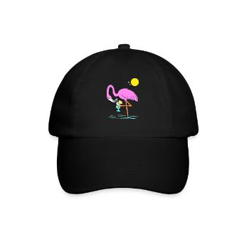 Flamingo Graphic Flamingoliebhaber Cocktailtrinker - Baseballkappe - Schwarz/Schwarz - Vorne