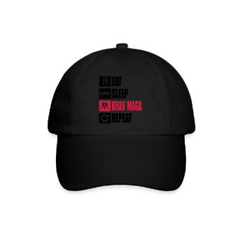 Eat-Sleep-KravMaga-Repeat - Baseballkappe - Schwarz/Schwarz - Vorne