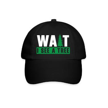 Warte ich sehe einen Baum Holzarbeiter Arborist - Baseballkappe - Schwarz/Schwarz - Vorne