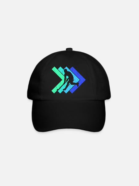 Retro Feldhockey Hallenhockey Spieler - Baseballkappe - Schwarz/Schwarz
