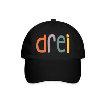 Dritter Geburtstag ich bin 3 Jahre Retro Design - Baseballkappe - Schwarz/Schwarz - Vorne