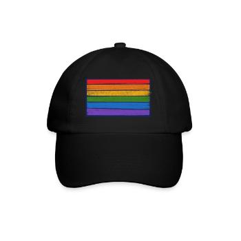Regenbogenstreifen-Burst - Baseballkappe - Schwarz/Schwarz - Vorne