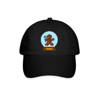 Lebkuchenmann Schneekugel Design - Baseballkappe - Schwarz/Schwarz - Vorne