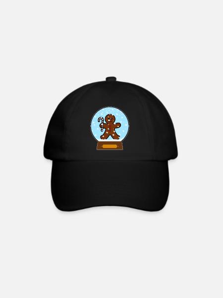 Lebkuchenmann Schneekugel Design - Baseballkappe - Schwarz/Schwarz