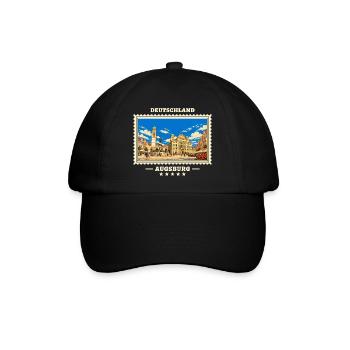 Deutschland Augsburg Vintage Reisemarke - Baseballkappe - Schwarz/Schwarz - Vorne