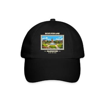 Deutschland Mannheim Vintage Reisemarke - Baseballkappe - Schwarz/Schwarz - Vorne