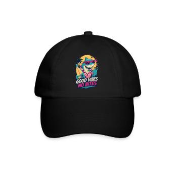 Hai mit Surfbrett – Good Vibes No Bites - Baseballkappe - Schwarz/Schwarz - Vorne