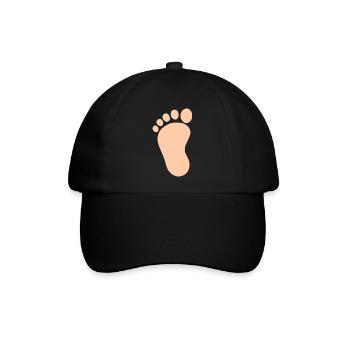 Babyfuß Geschenk zur Geburt Taufe - Baseballkappe - Schwarz/Schwarz - Vorne