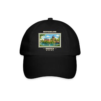 Deutschland Krefeld Vintage Reisemarke - Baseballkappe - Schwarz/Schwarz - Vorne